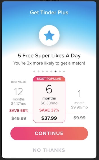 tinder plus 5 free superlikes per day