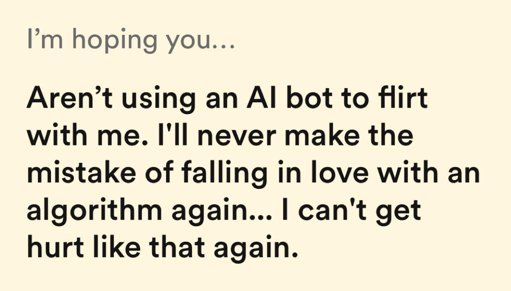 I’m hoping you… Bumble prompt