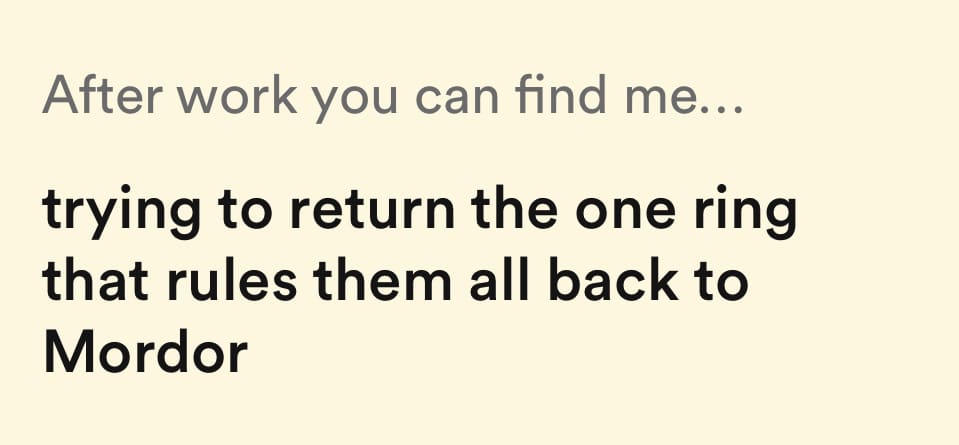 after work you can find me bumble