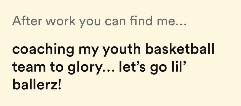 after work you can find me bumble