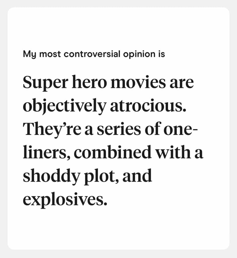 my most controversial opinion is 