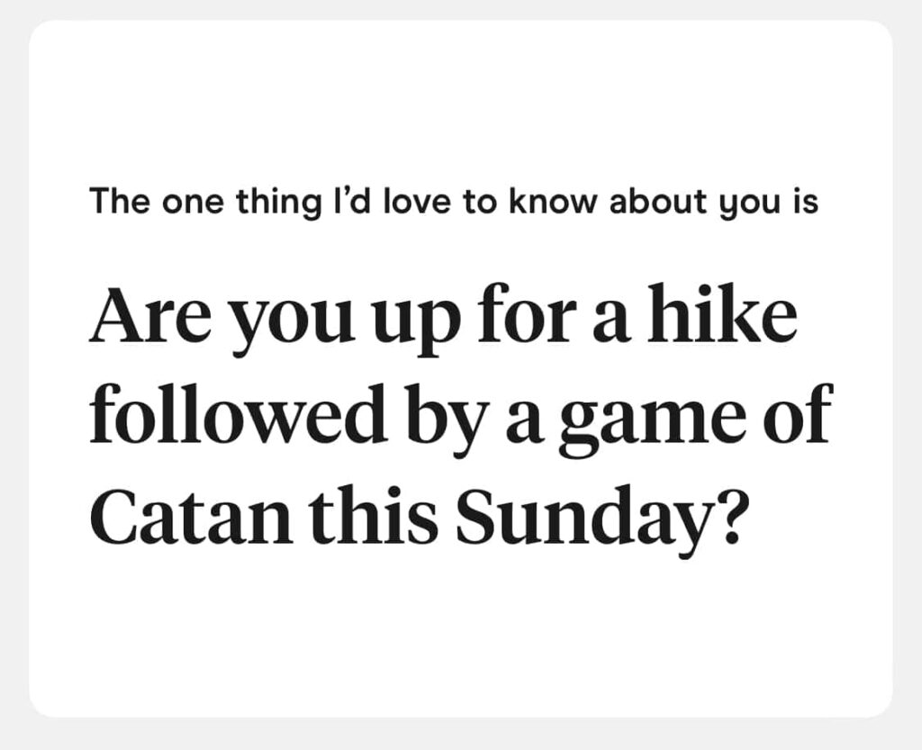 the one thing I'd love to know about you is